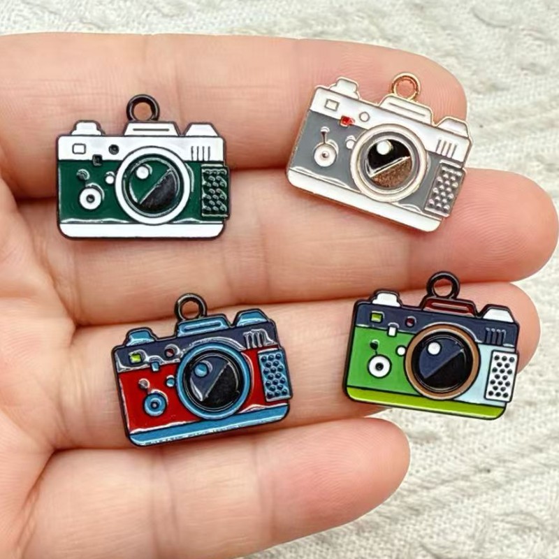 Jewelry Making Videos - 10 個 17x20mm エナメルカメラチャームジュエリー作成用イヤリングペンダントブレスレットネックレスアクセサリー Diy ファインディングクラフト用品