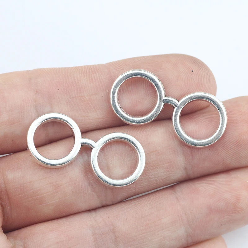 Jewelry Making Glasses - 亜鉛合金メガネチャーム,アンティークシルバーカラー,ペンダントアクセサリー,日曜大工,ジュエリー作り,12個,14x30mm,新品