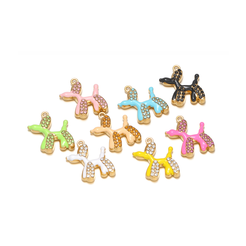 Jewelry Making For 5 Year Old - 4 個ステンレス鋼エナメルバルーン犬ペンダントネックレスチャーム DIY 子供ジュエリー用品かわいいイヤリングブレスレット作成用