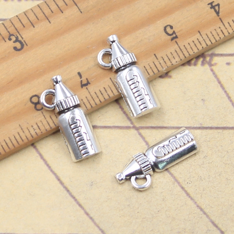 Jewelry Making 3 Year Old - 30 個チャーム哺乳瓶哺乳瓶 17 × 8 ミリメートルアンティークシルバーカラーペンダント作成