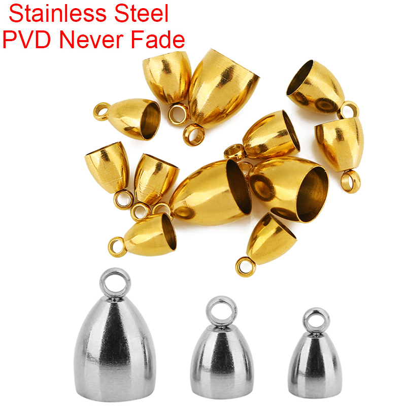 Jewelry Making Accessories - 10個入りPVD加工ステンレス製留め金具、革紐用フック（5、6、8mm）、エンドキャップ、ネックレスコネクター、DIYジュエリー製作用