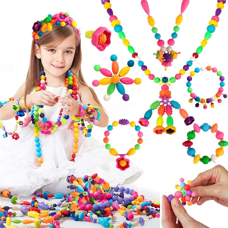 Jewelry Making For 5 Year Old - 188-608 個ポップビーズ子供女の子プリンセスジュエリーメイキングキットクリエイティブネックレスブレスレットリング DIY 理想的なクリスマス誕生日 Gi