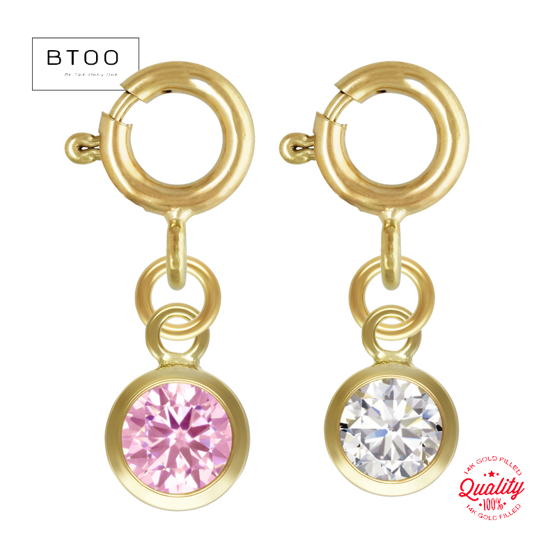 Jewelry Making Stones - 14Kゴールドフィルド スプリングリングクラスプ 誕生石CZペンダント付き ブレスレットネックレス製作ジュエリーパーツ卸売