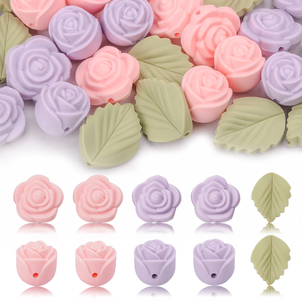 Jewelry Making 3 Year Old - LOFCA 30 個ローズシリコーンビーズフラワーフォーカルビーズ BPA フリーベビー歯が生えるビーズ DIY