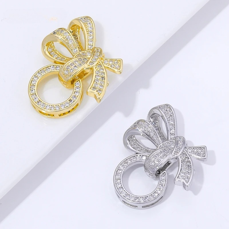 Jewelry Making Basics - 18K ゴールドメッキパールクラスプコネクタ象嵌ジルコン 3 リングバタフライジュエリーロッククラスプブレスレット DIY ジュエリーフィッティング用