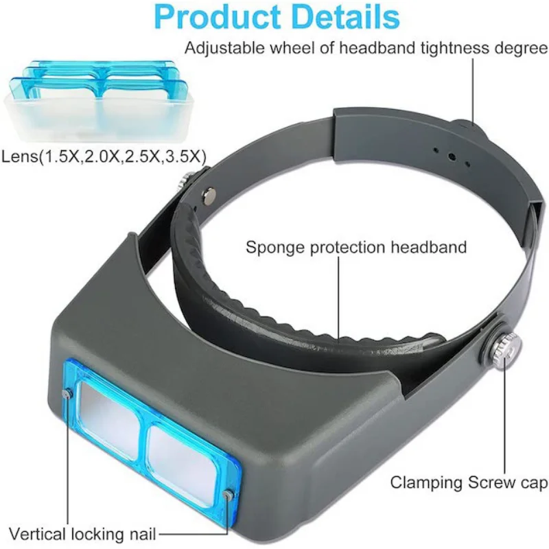 Jewelry Making Glasses - Tungfull ヘッドバンド拡大鏡ヘッドマウントハンズフリー虫眼鏡ルーペバイザーエレクトロニクス時計修理ジュエリー
