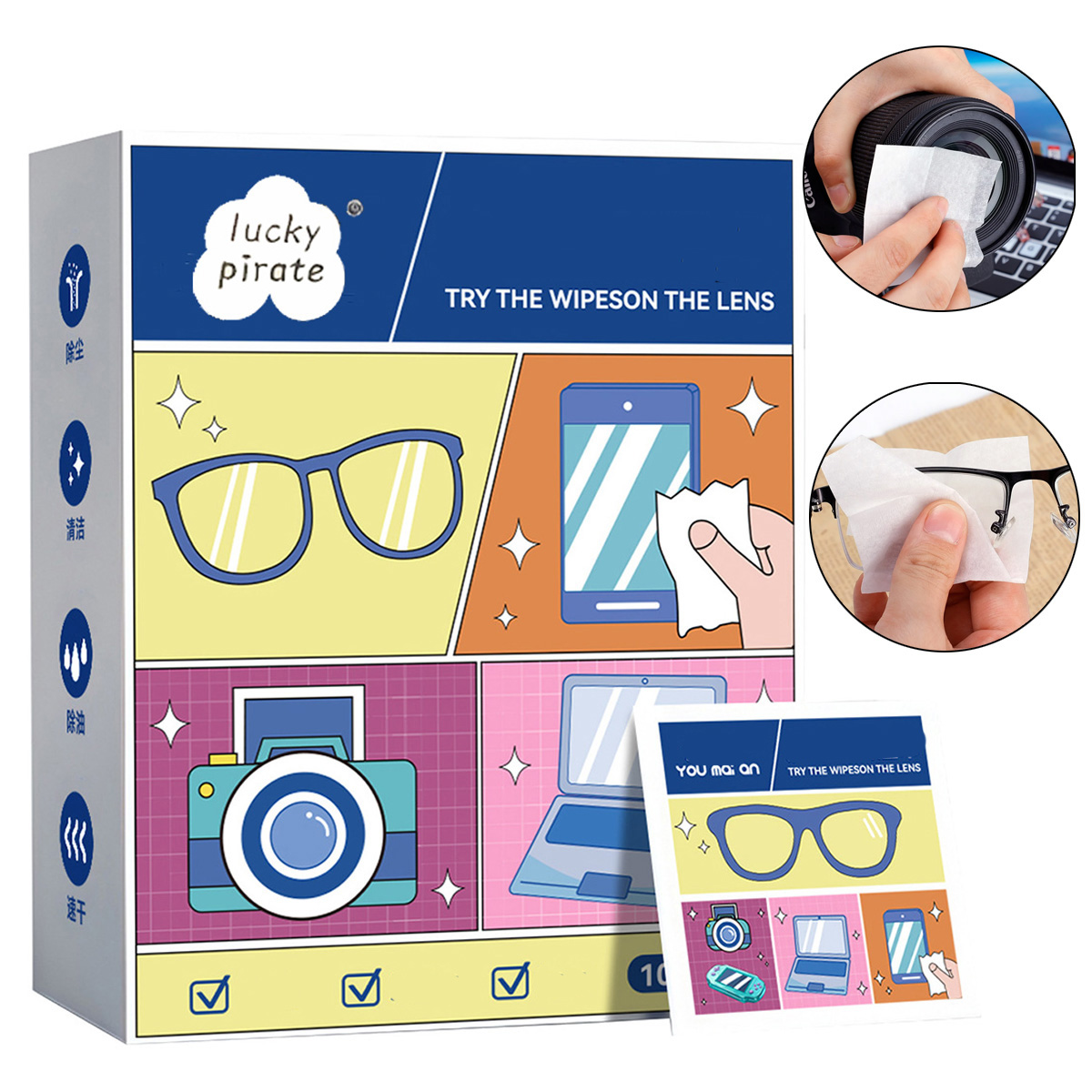 Jewelry Making Glasses - 100枚入り使い捨てレンズクリーニングワイプ、ジュエリーワイプ、携帯電話、メガネ、画面、眼鏡用ワイプ