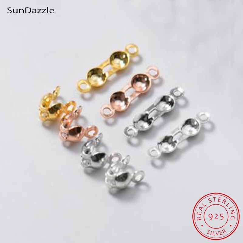 Jewelry Making Basics - 4個入り 本物の純銀925製 クロージャーエンドビーズ クラスプ クリップ ゴールドクリンプコネクター