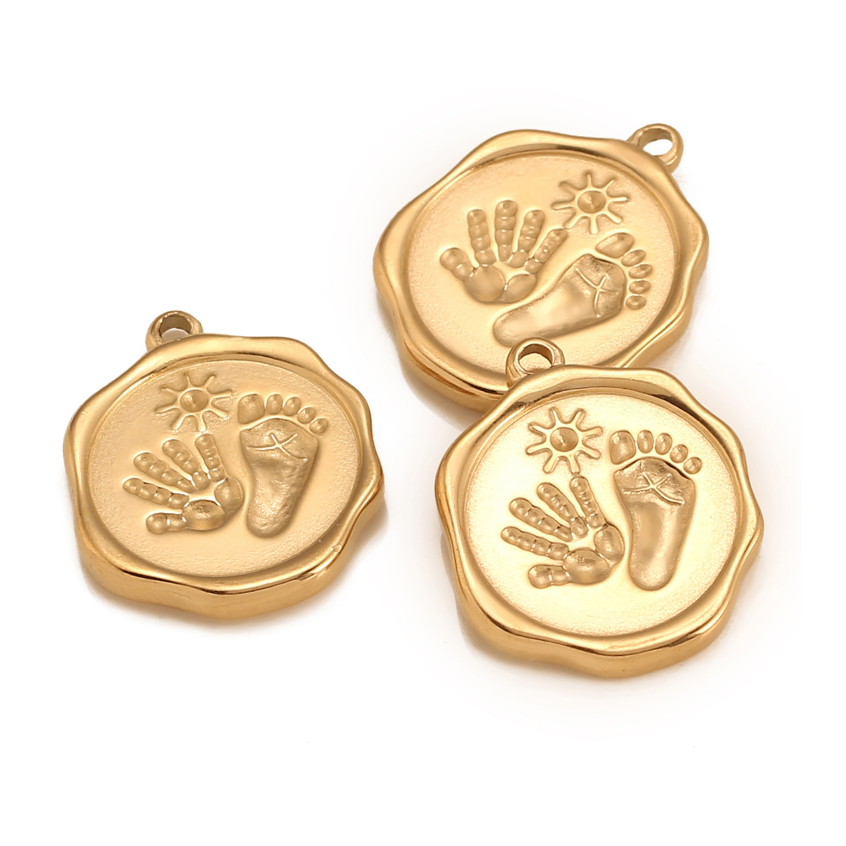 Jewelry Making 3 Year Old - 子供のためのステンレス鋼の足のプリントネックジュエル,手作りのペンダント,ネックレス,ママへのギフト,3個