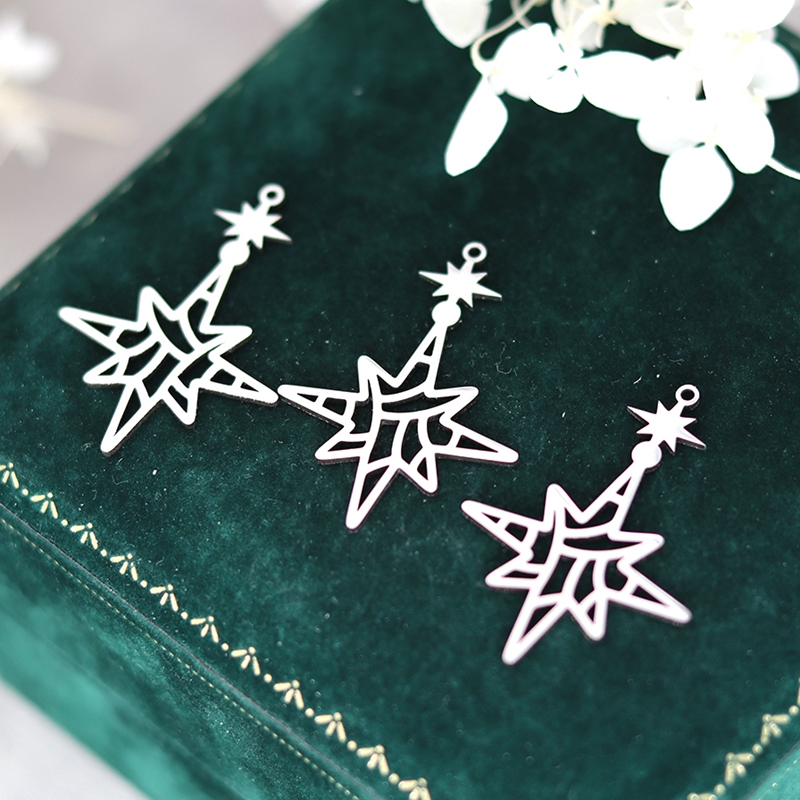 Jewelry Making Guide - ステンレス鋼ガイドポールスターチャーム、シンプルなペンダント、ジュエリー作り、ヴィンテージイヤリング、ネックレス、女性の手工芸品、DIYアクセサリー、3個
