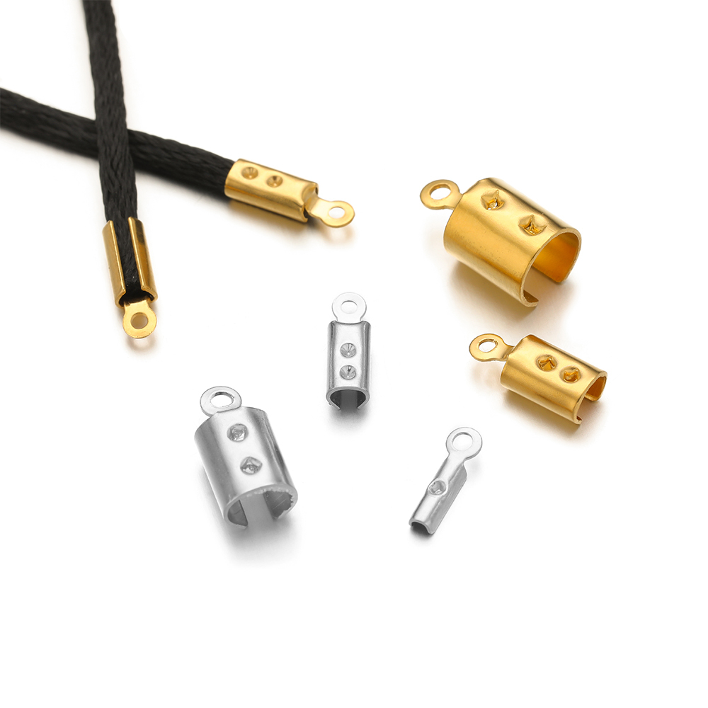 Jewelry Making Basics - 50 個のステンレス鋼高品質圧着エンドビーズキャップレザーコードクリップ DIY ジュエリー作成ネックレスコネクタ用品