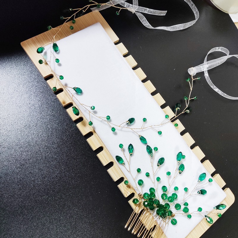 Jewelry Making Party For Adults - ヘアジュエリー頭飾りヘアコームグリーンカラーラインストーンヘアピース結婚ヘアアクセサリー誕生日パーティーヘアスタイル作成用