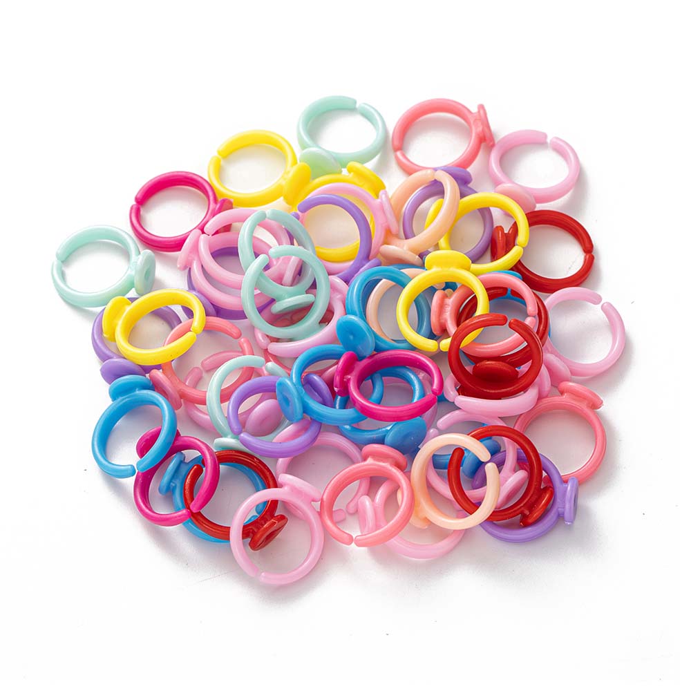 Jewelry Making For 5 Year Old - 100 個透明プラスチック調節可能なリングベース小さな赤ちゃん子供子供 9 ミリメートルブランクフィンガークラフトジュエリーメイキング用品アクセサリー