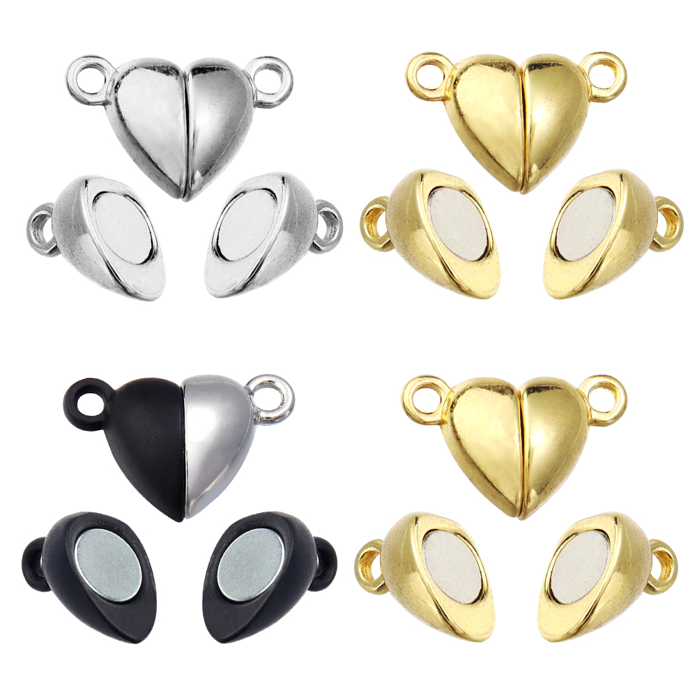 Jewelry Making Accessories - 5 ピース/ロット合金ラブハート型磁気クラスプネックレスブレスレット用マグネットエンドクラスプコネクタ DIY ジュエリー作成用品