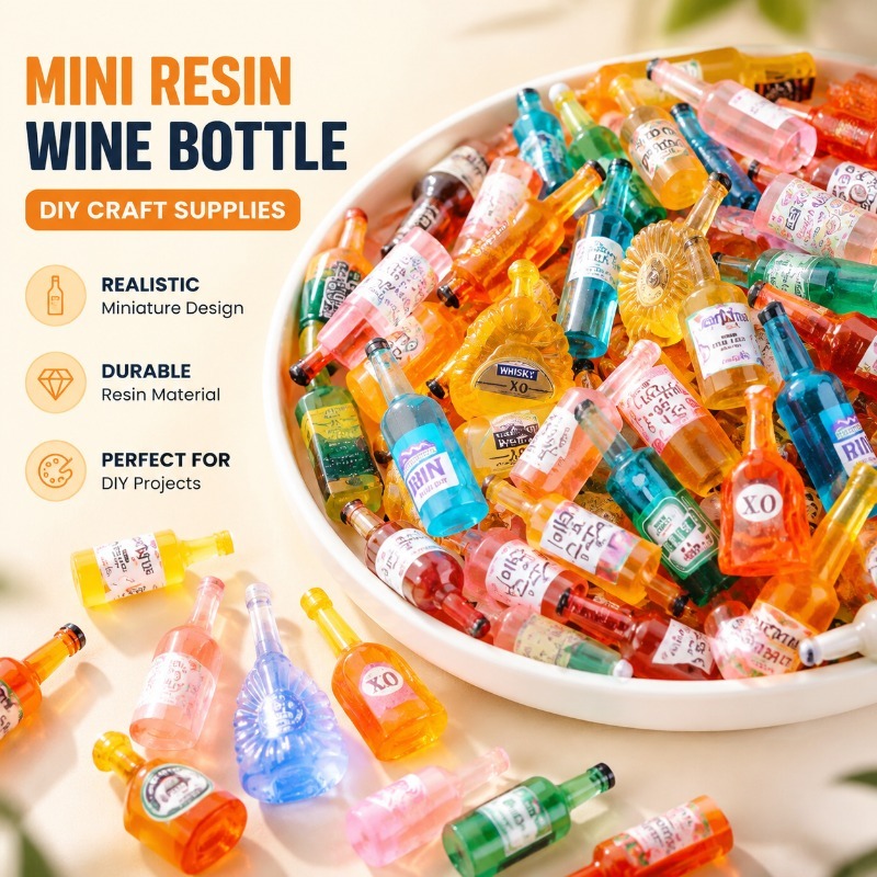Jewelry Making Accessories - ミニチュア模擬ワインボトル樹脂製オーナメントごっこ遊びおもちゃ小さな飲料容器DIYジュエリー製作アクセサリー食料品ディオラマ
