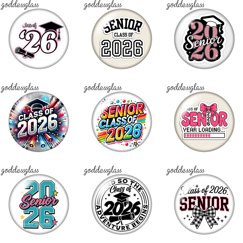 Jewelry Making For Seniors - 卒業祝い シニア2026 10個入り 12mm/18mm/20mm/25mm 丸型写真ガラスカボション フラットバック