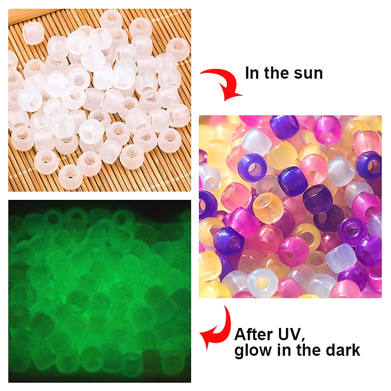 Jewelry Making For 5 Year Old - 6 * 8mm UV変色反応性アクリルミックスカラービーズ暗闇で光るDIYブレスレットDIYジュエリー製作子供知育玩具