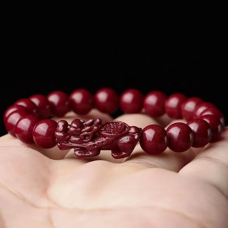 Jewelry Making For Seniors - 女性用天然辰砂手作りブレスレット男性用ビーズ原石高級彫刻辰砂ブレスレット作成用品ジュエリー
