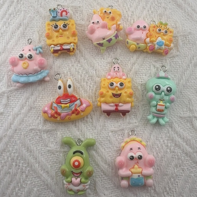 Jewelry Making Accessories - 10個入り漫画風樹脂ペンダント、DIYジュエリー製作イヤリング、キーホルダーアクセサリー