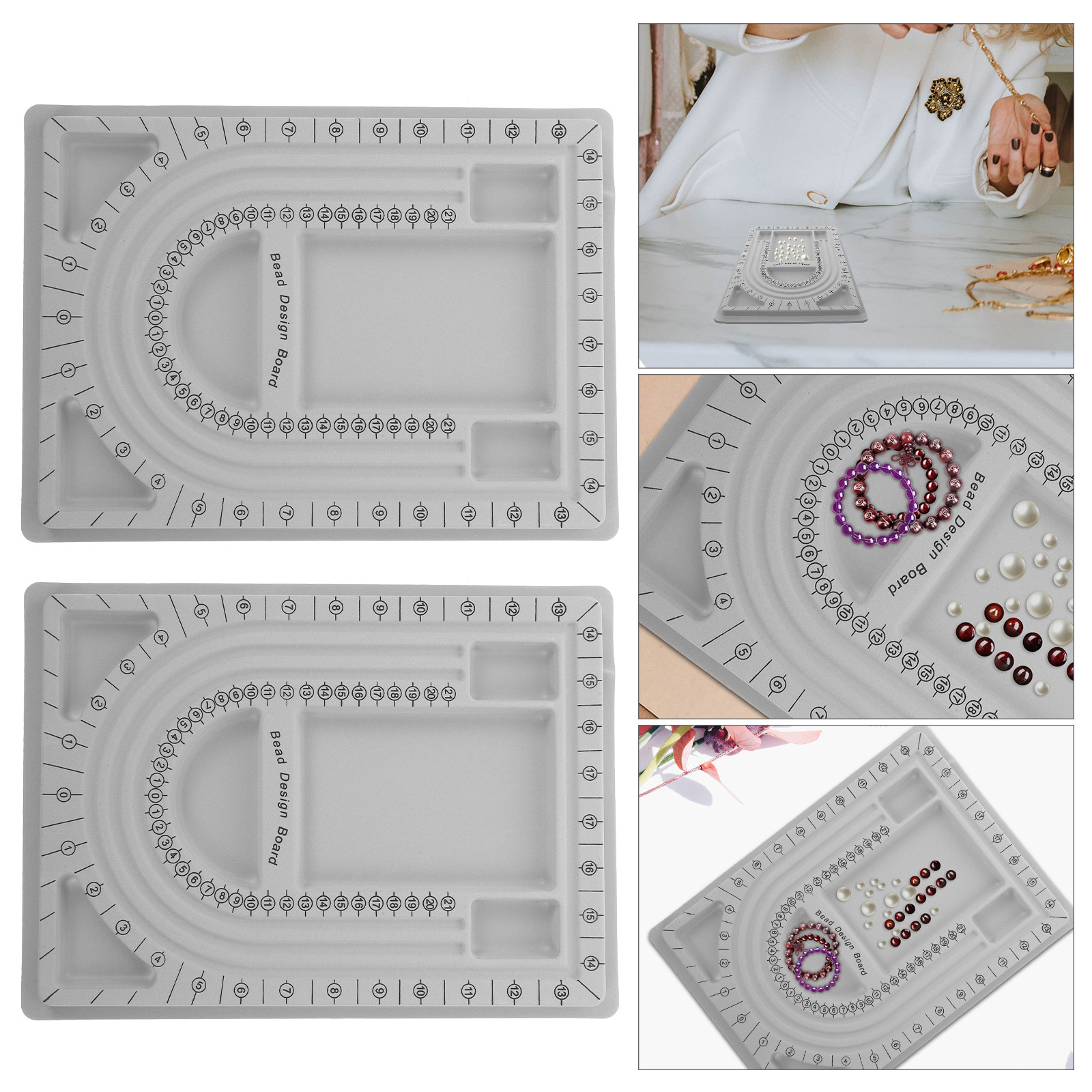 Bead Organizer Tray - 2 個ビーズデザインボードジュエリー作成トレイネックレスブレスレット DIY ビーズオーガナイザー頑丈なビーズボードビーズアクセサリー