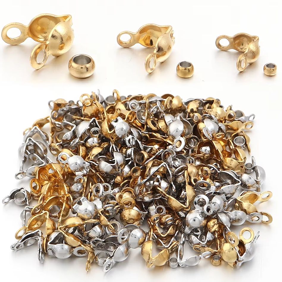 Jewelry Making Basics - 40～200個入り ステンレス製 コネクター クラスプ クリンプエンド ビーズ
