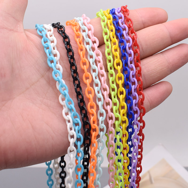 Jewelry Making Glasses - 10/50 個幅 6 ミリメートル長さ 40 センチメートルカラフルなアクリルリンクチェーンロブスタークラスプチェーンキーメガネチェーン作成ジュエリーネックレス