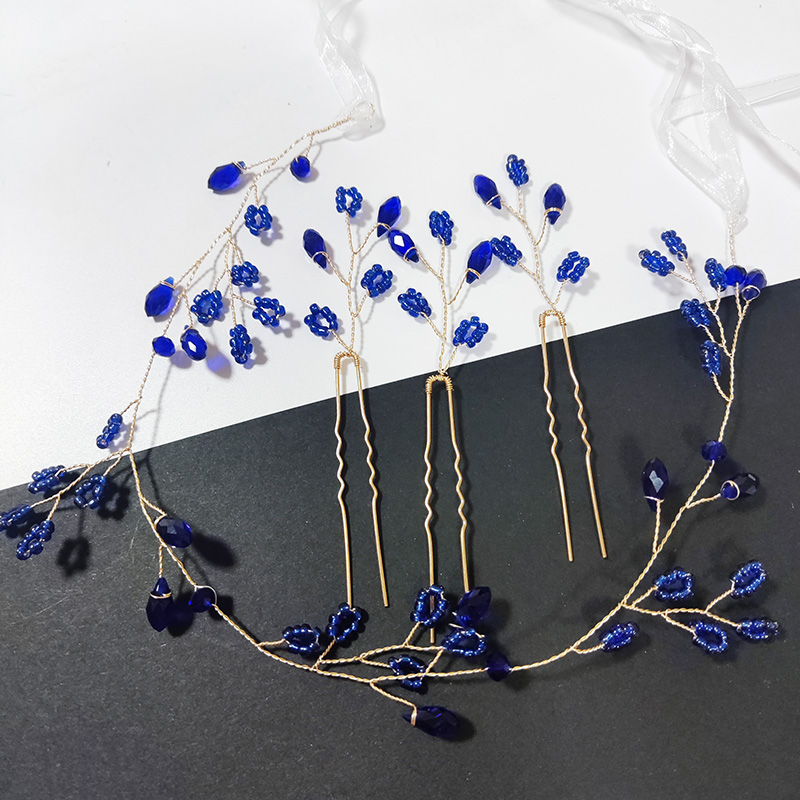 Jewelry Making Party For Adults - ヘアジュエリー ヘッドドレス ヘアコーム ブルービーズ ヘアピース 結婚式用ヘアアクセサリー