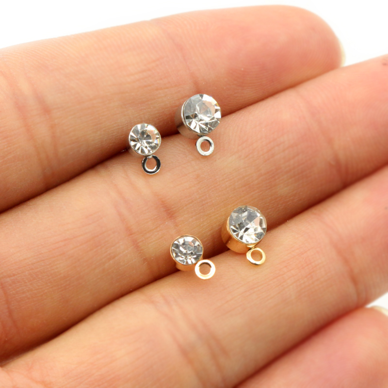 Jewelry Making Basics - 50 個のスタッドピアスピンジルコン 4/5/6 ミリメートルラインストーン基本イヤリングスタッド DIY ジュエリーメイキングアクセサリー所見