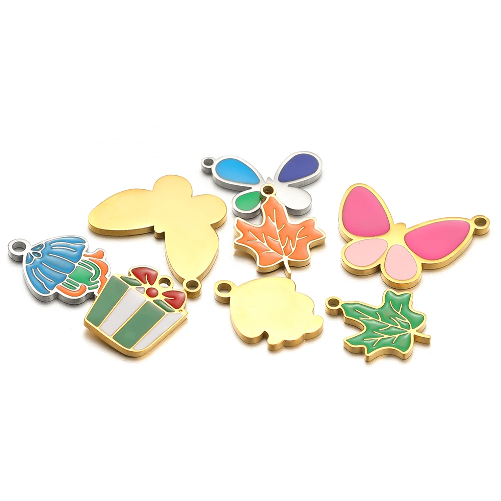 ステンレス鋼のスターバタフライリーフハートチャーム、DIYジ - Jewelry Making For 5 Year Old のレビューと価格