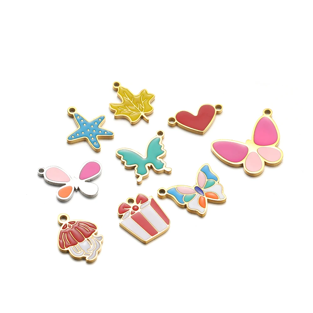 ステンレス鋼のスターバタフライリーフハートチャーム、DIYジ - Jewelry Making For 5 Year Old のレビューと価格