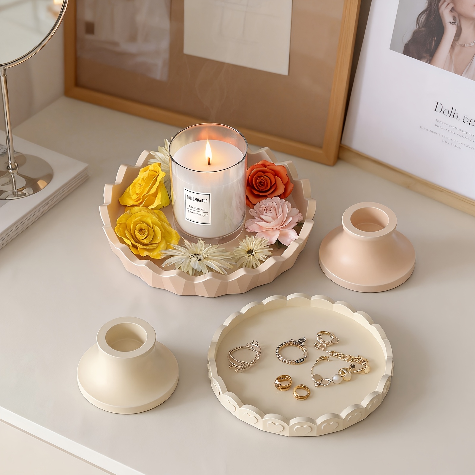 2個入りシリコントレイ型セット、石膏やコンクリート工芸品用の - Jewelry Making Tutorial のレビューと価格