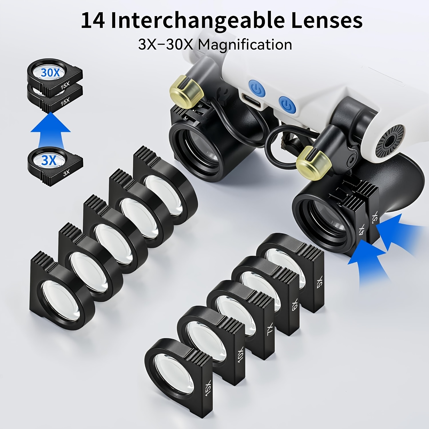 ヘッドマウント型LED拡大鏡+ミニ折りたたみ拡大鏡（2個パッ - Jewelry Making Glasses のレビューと価格