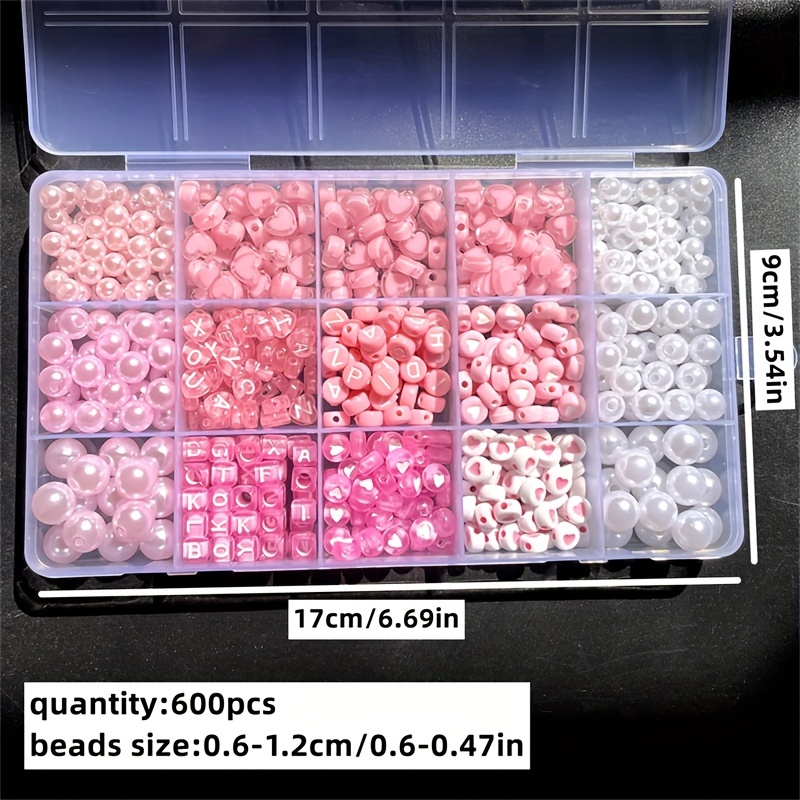 10個入りピンクのアルファベットボックス、アクリルビーズ、手 - Jewelry Making Basics のレビューと価格