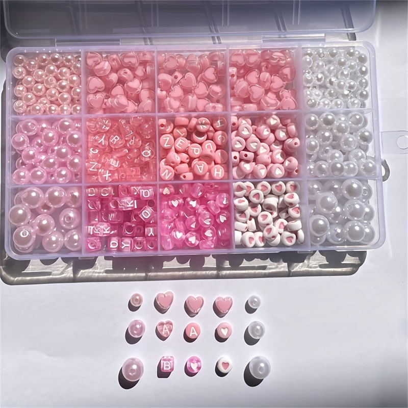 10個入りピンクのアルファベットボックス、アクリルビーズ、手 - Jewelry Making Basics のレビューと価格