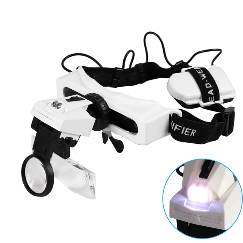 LEDライトランプ付き照明付きヘッドバンド拡大鏡ジュエリー虫 - Jewelry Making Glasses のレビューと価格