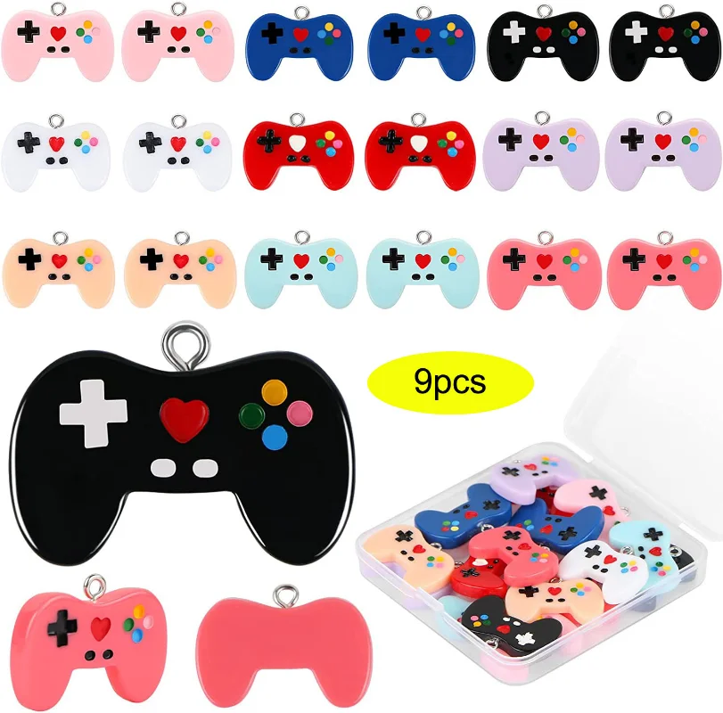 女性用レジンビデオゲームコントローラー,9個,ペンダント,キ - Jewelry Making Videos のレビューと価格