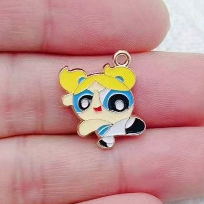 10個入り 合金製オイルドリップ漫画ガールペンダント、DIY - Jewelry Making Accessories のレビューと価格