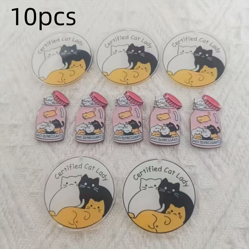 10個のアクリル製のかわいい猫ペンダント、DIYジュエリー作 - Jewelry Making Accessories のレビューと価格