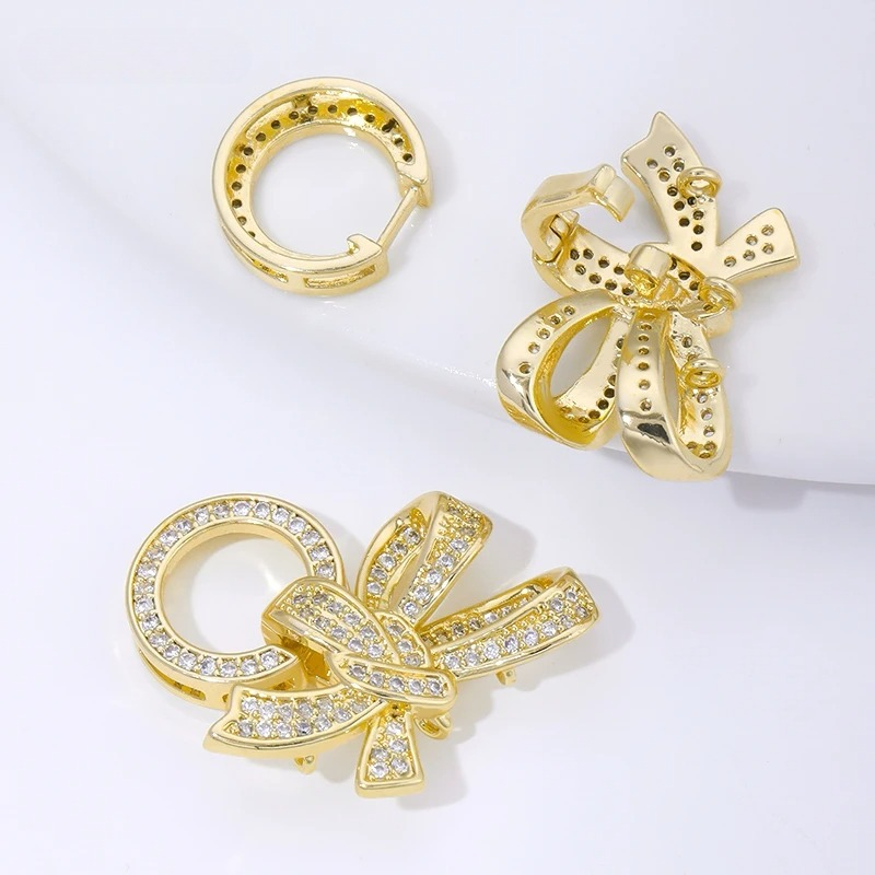 18K ゴールドメッキパールクラスプコネクタ象嵌ジルコン 3 - Jewelry Making Basics のレビューと価格