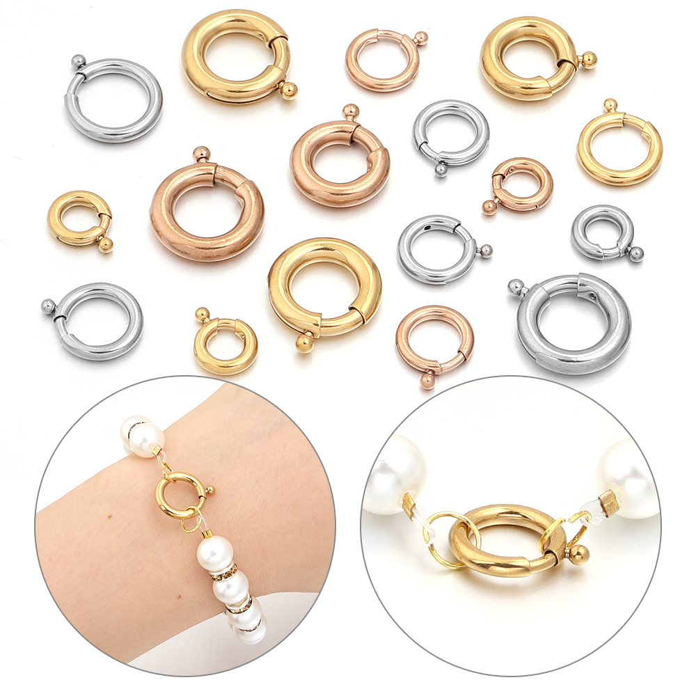 2個 ステンレス製 スプリングクラスプ 丸型リング留め金 フ - Jewelry Making Basics のレビューと価格