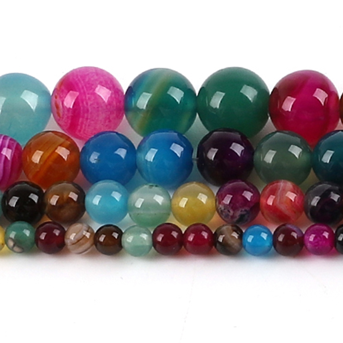 天然瑪瑙石ビーズ カラフルな丸型ルーススペーサービーズ ジュ - Jewelry Making Stones のレビューと価格