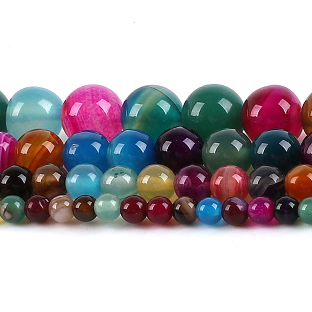 天然瑪瑙石ビーズ カラフルな丸型ルーススペーサービーズ ジュ - Jewelry Making Stones のレビューと価格
