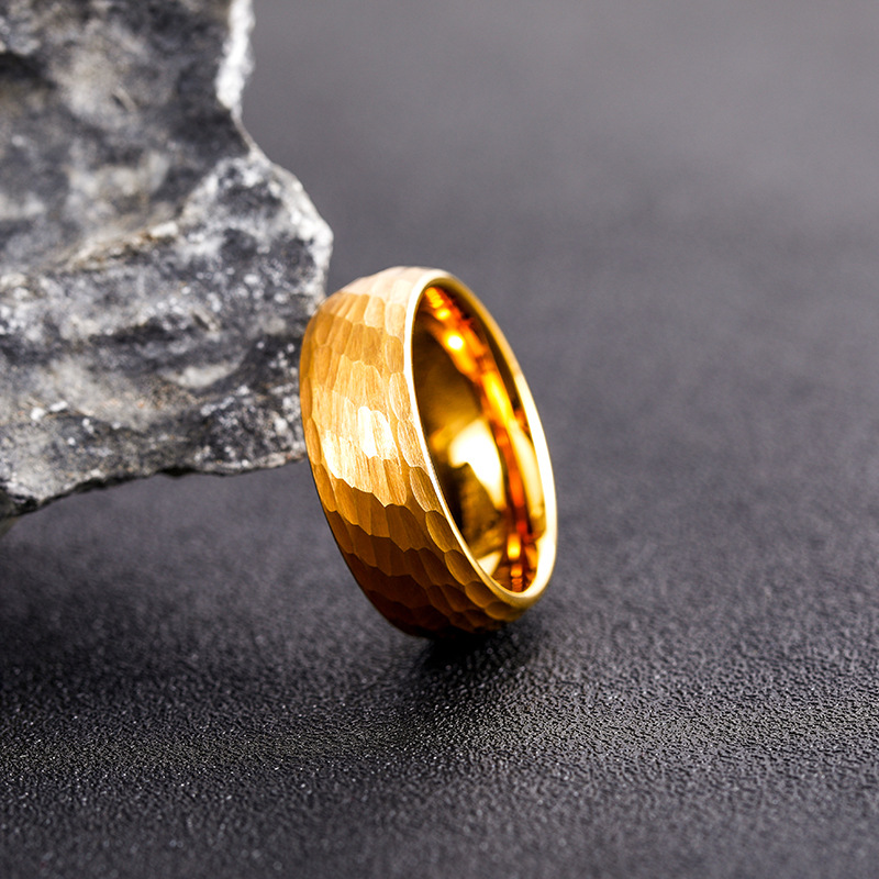 ハンマー多面チタンリング男性女性のための黒つや消しステンレス - Jewelry Making Hammer のレビューと価格