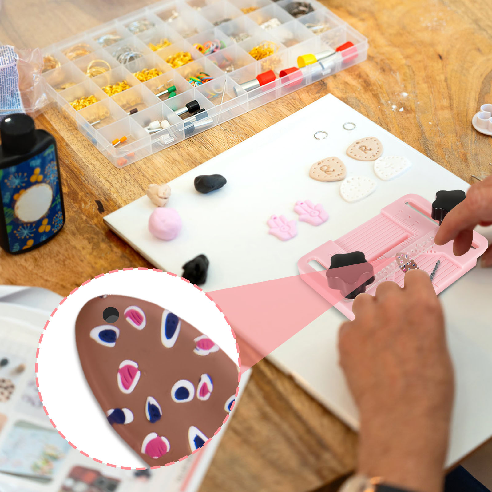 ポリマークレイイヤリングドリルガイドピアスツール粘土ビーズ穴 - Jewelry Making Guide のレビューと価格