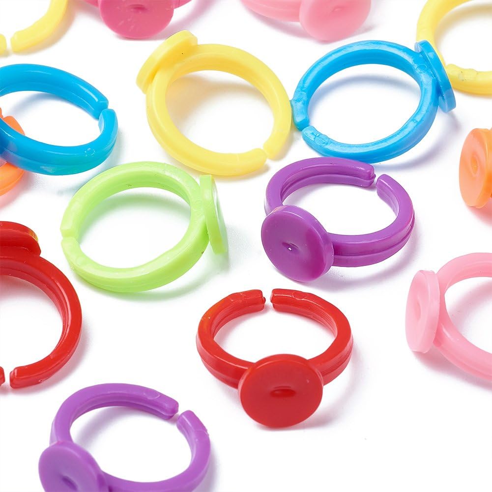100 個透明プラスチック調節可能なリングベース小さな赤ちゃ - Jewelry Making For 5 Year Old のレビューと価格