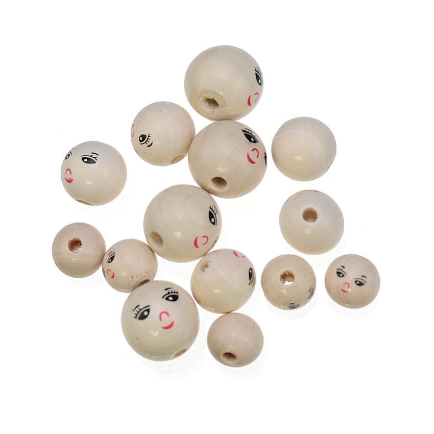 20/50 個笑顔木製のビーズdiy工芸キッズおもちゃズスペ - Jewelry Making 3 Year Old のレビューと価格