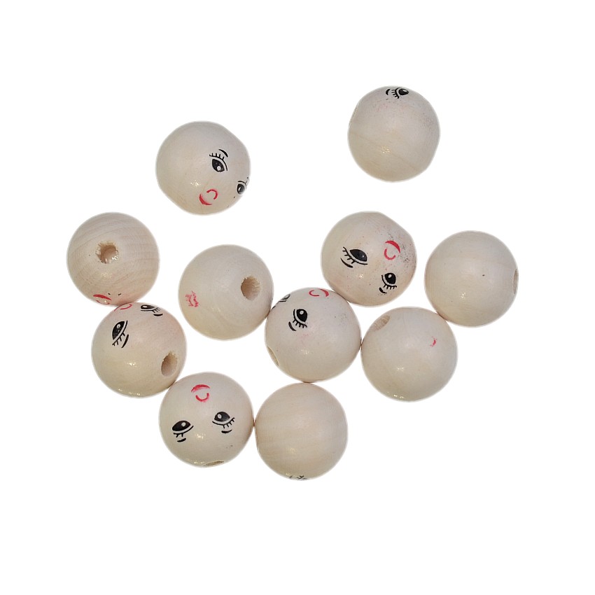 20/50 個笑顔木製のビーズdiy工芸キッズおもちゃズスペ - Jewelry Making 3 Year Old のレビューと価格