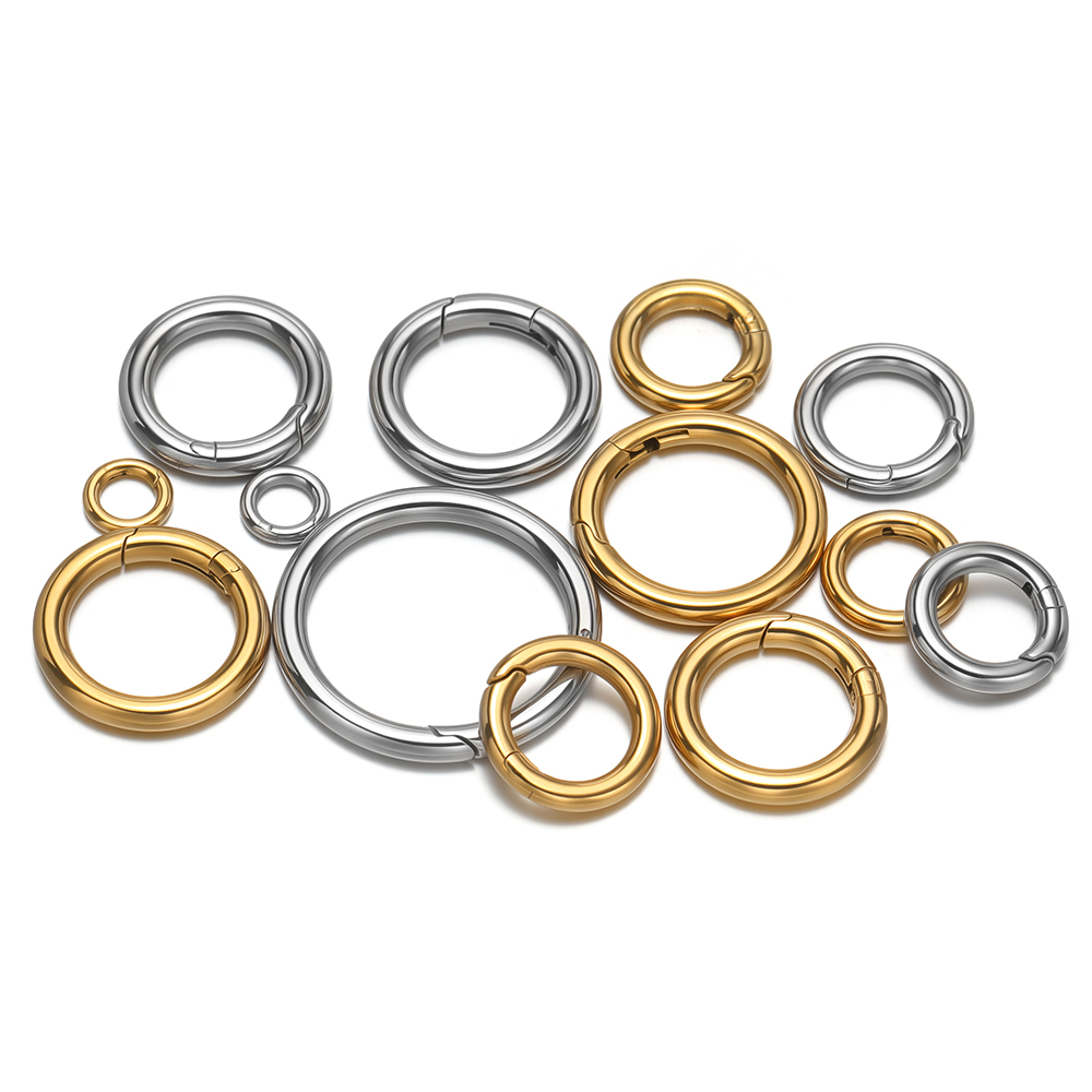 2個/ロット 丸型スプリングクラスプ ステンレス鋼 金メッキ - Jewelry Making Accessories のレビューと価格
