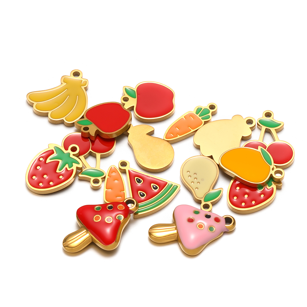 5 個ステンレス鋼かわいいキノコエナメルフルーツ小さなチェリ - Jewelry Making For 5 Year Old のレビューと価格