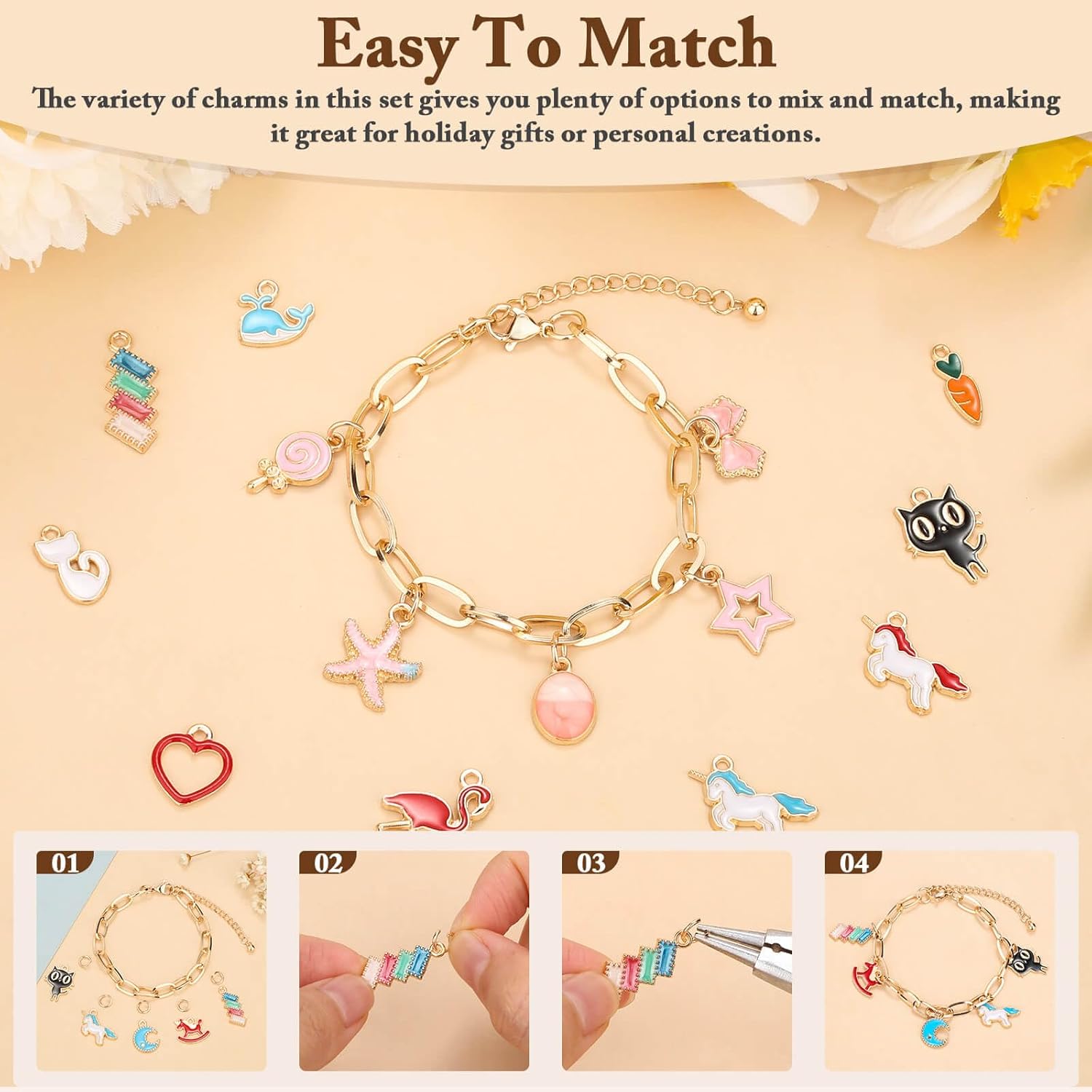 417個のチャームブレスレット作成キット 大人＆ティーン向け - Jewelry Making Party For Adults のレビューと価格